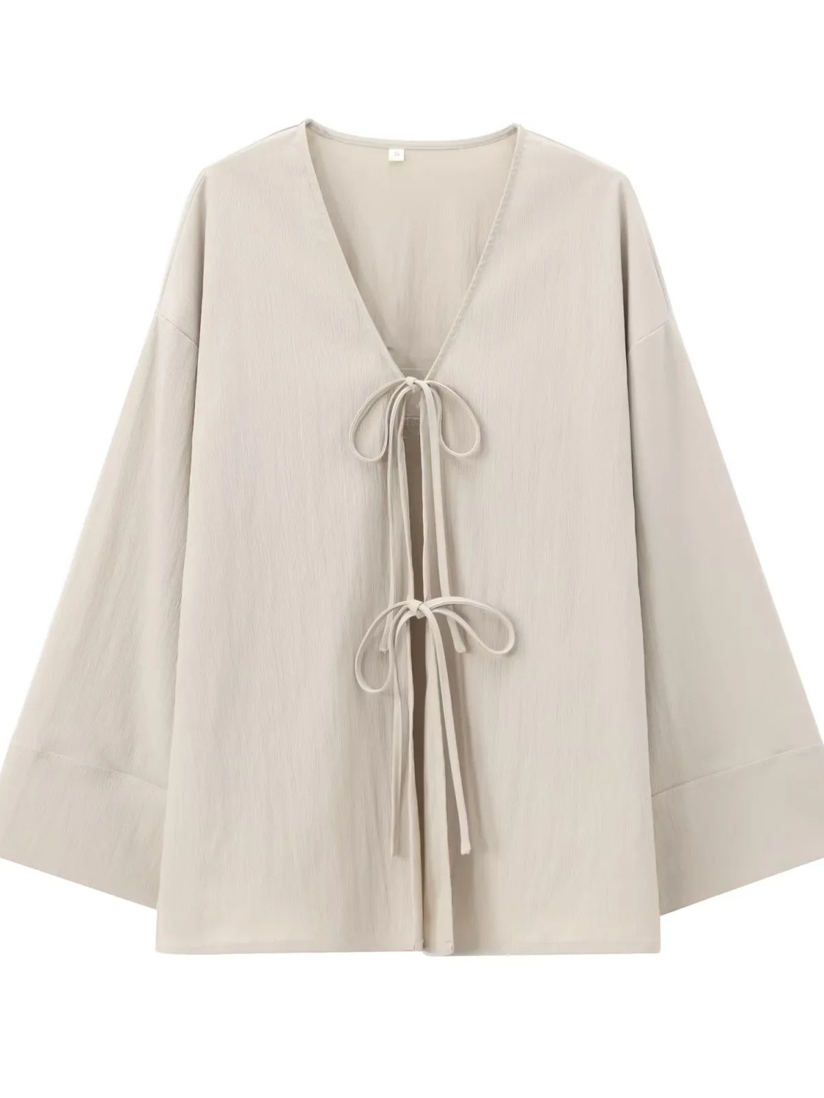 XNWMNZ-Camiseta tipo kimono con lazo y cuello en V para mujer, pantalones elásticos de cintura media, conjunto de dos piezas para mujer 2024