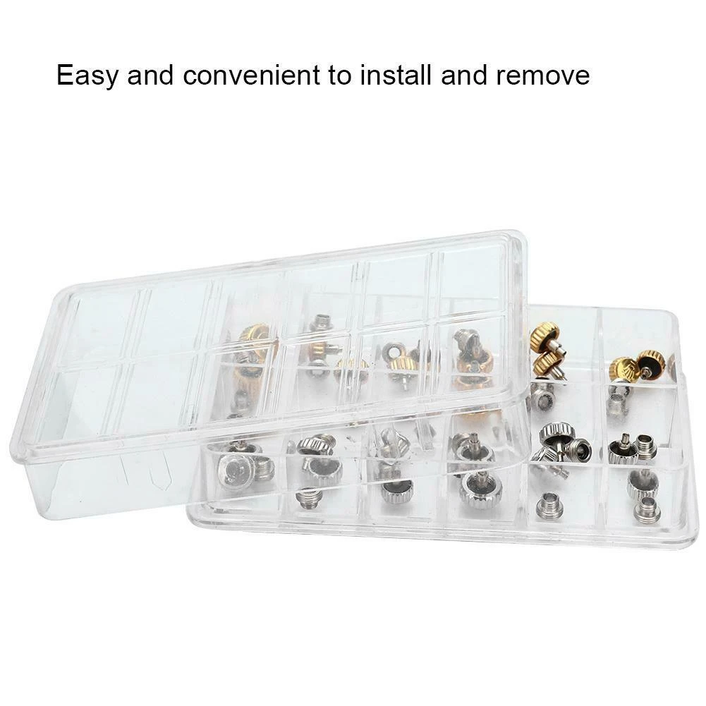 Relógio impermeável coroa substituição, Assorted Repair Tools com caixa, 48pcs