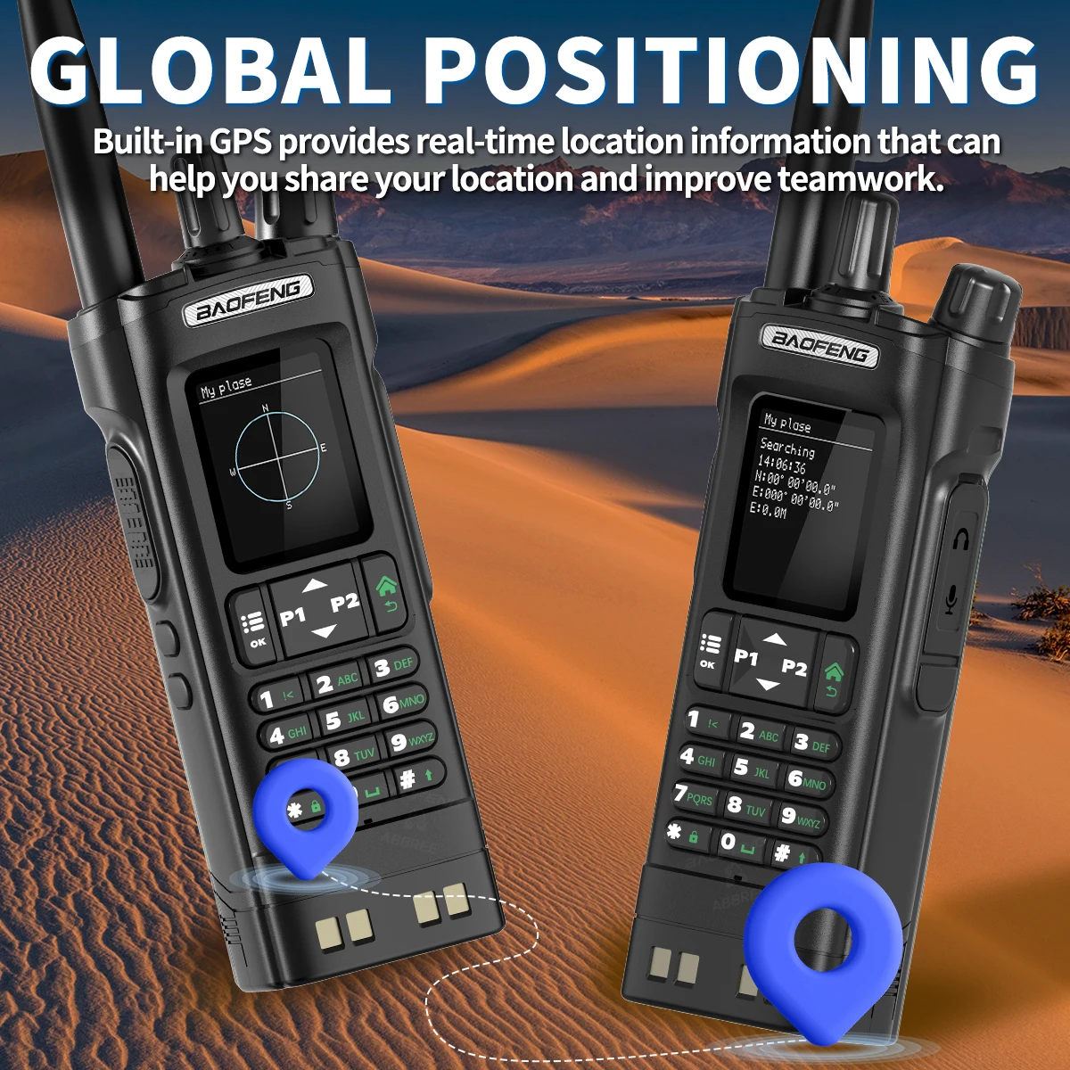 BAOFENG UV-32 GPS Walkies Talkies Long Range  1000CH AM FM Bluetooth Programming 10W Wireless Copy Frequency Ham Way Radio