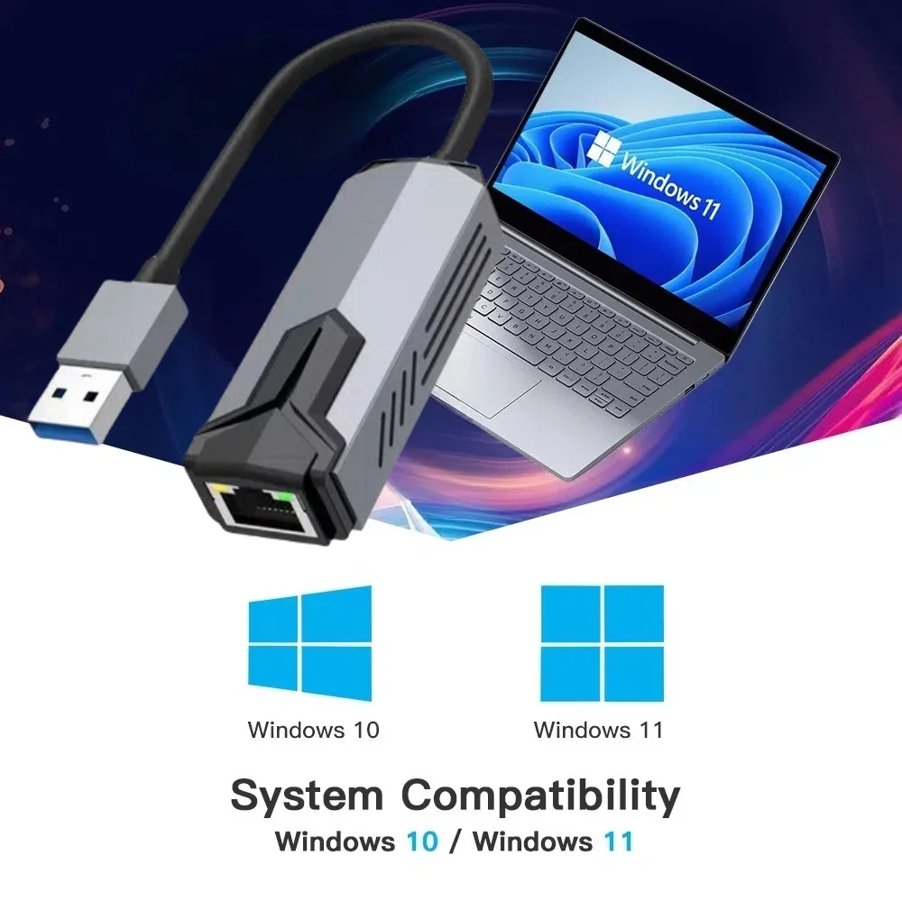 Ethernet-адаптер 5000 Мбит/с 5G USB 3.0 типа C к сетевой карте RJ45 Проводной Ethernet-гигабитный адаптер Lan Card Hub для MacBook iPad
