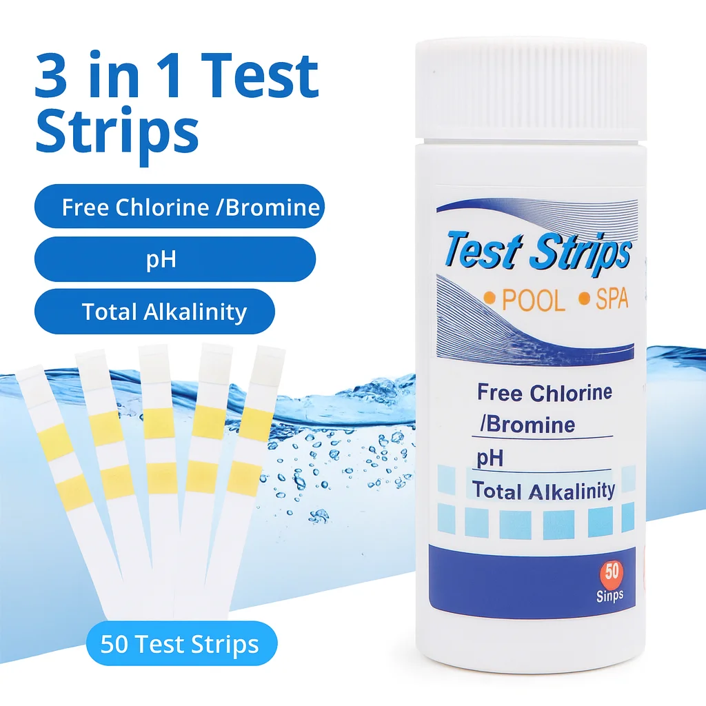 50 pz/set Strisce reattive PH cloro, carta reattiva acqua 3 in 1, strumento multiuso per durezza per piscina, SPA, acquario