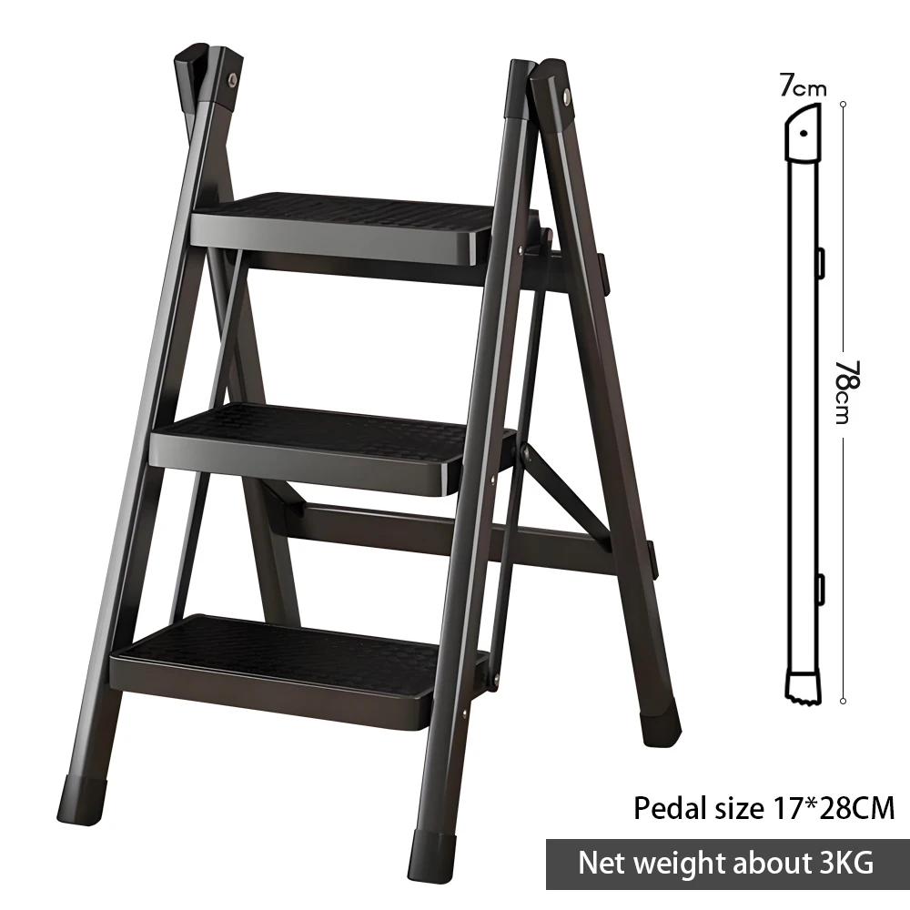 Escalera retráctil plegable, escalera telescópica de 3 escalones, taburete de escalera para el hogar, escalones de escalera en espiga multifuncionales