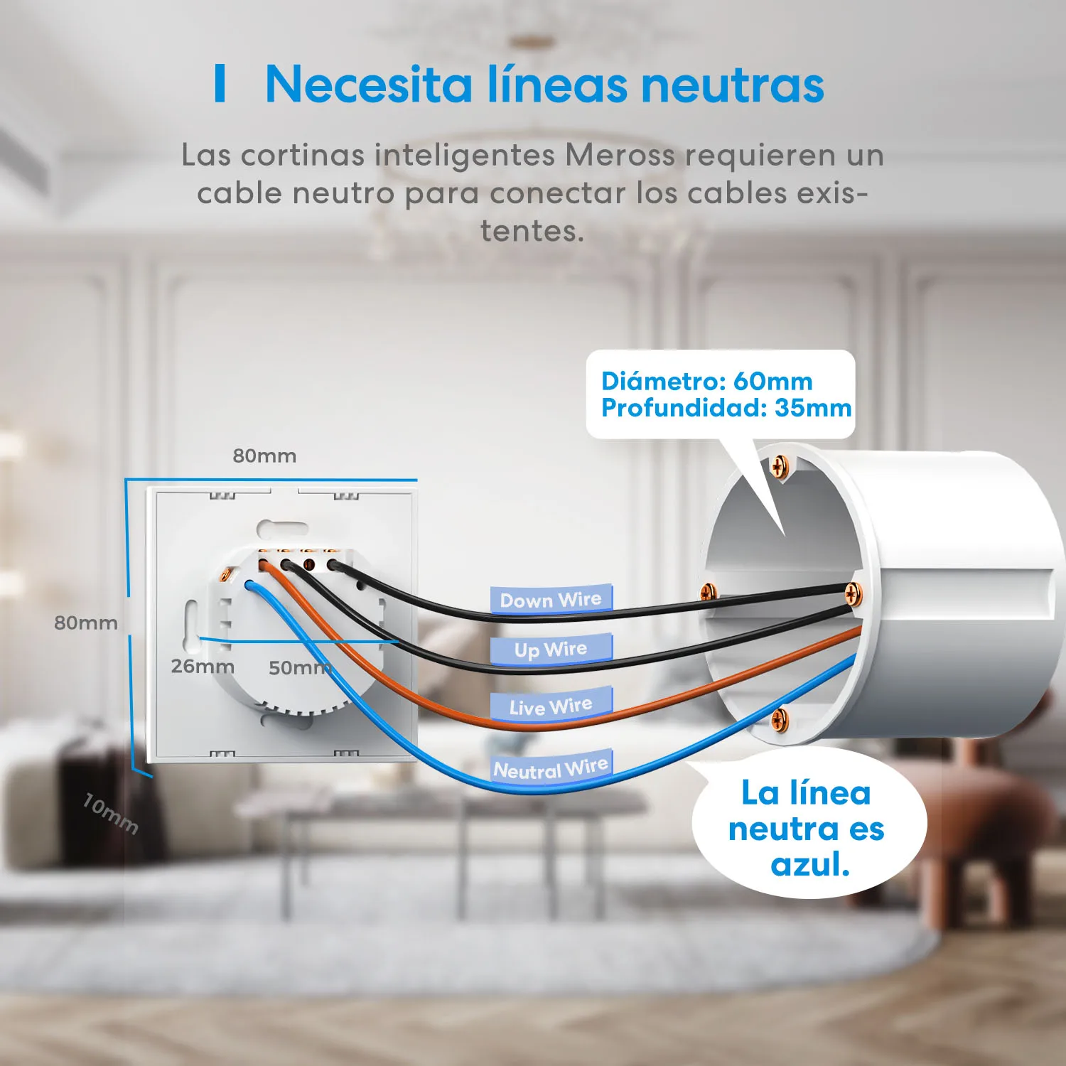 Meross HomeKit-temporizador de persiana enrollable inteligente, Wi-Fi, Motor eléctrico, interruptor para persiana de cortina, versión UE/Reino Unido, compatible con asistente de Google Alexa