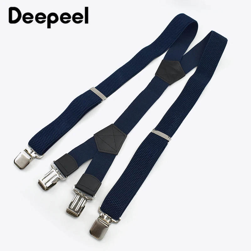 Deepeel- Tirantes para hombres adultos, correa elástica ancha, 4 clips, decoración, colgador de pantalones, suspensorio de trabajo, suspensorio masculino, 4x125cm, 1 ud.