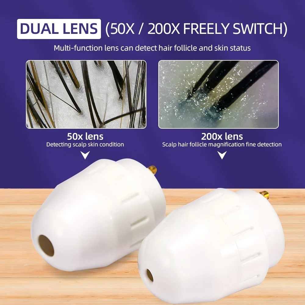 เครื่องขยายผิวหน้าจอ LCD 200X 50X ความละเอียดสูง7นิ้วกล้องจุลทรรศน์เครื่องตรวจสภาพผิวหน้ารูขุมขนเครื่องทดสอบผิวหนังเครื่องตรวจจับรูขุมขน
