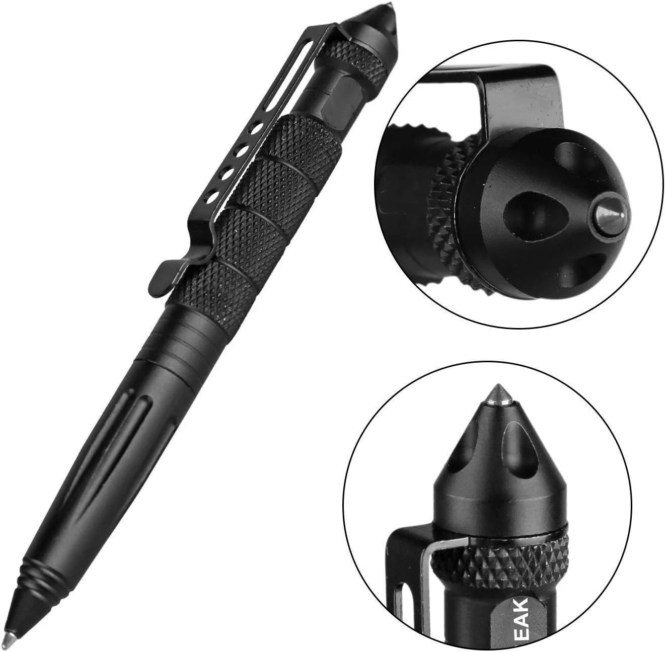 Caneta tática militar, caneta profissional de autodefesa, caneta disjuntor de vidro de emergência-aço de tungstênio, ferramenta de escrita com 6 recargas
