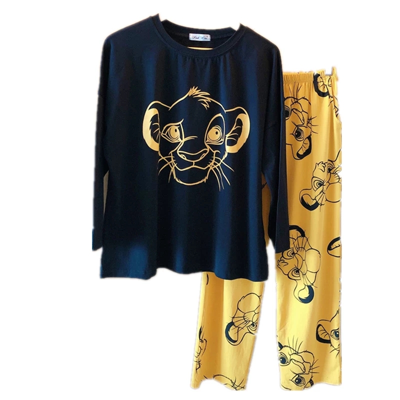 Le roi Lion Simba mignon ensemble de pyjamas automne hiver à manches longues vêtements de nuit de loisirs pour les femmes vêtements de nuit amples costume de maison