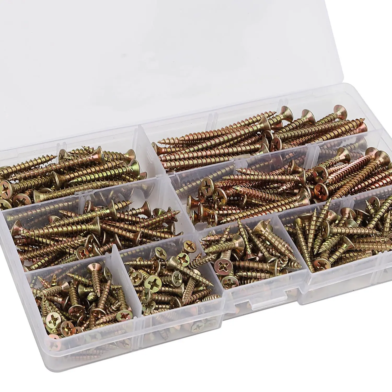 Kit de tornillos para madera M3 M3.5 M4, tornillo de tablero de fibra empotrado en cruz, cabeza Phillips plana chapada en Zinc, tornillo autorroscante para aglomerado, 360 Uds.