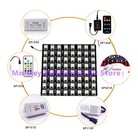 1 pz 8x8 WS2812 LED 5050 RGB 64 bit modulo matrice LED