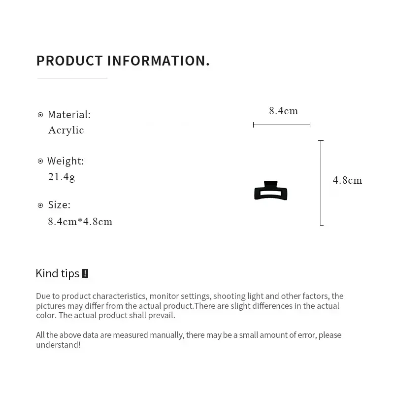 Acrílico fosco geométrico quadrado oco garras de cabelo para mulheres simples versátil premium ao ar livre esportes tubarão clipes acessórios