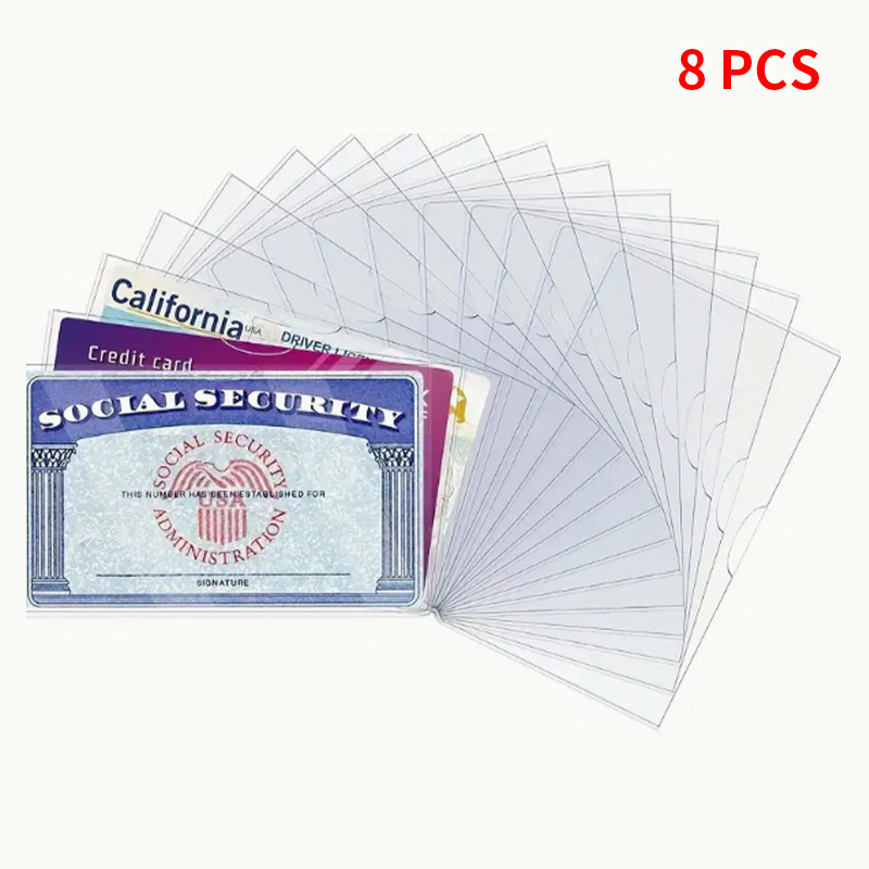8 ชิ้นของปกป้องบัตรพีวีซีแบบกันน้ำแบบนุ่มโปร่งใสสำหรับการประกันสังคมการประกันสุขภาพบัตรเครดิตเครื่องมือจัดเก็บ