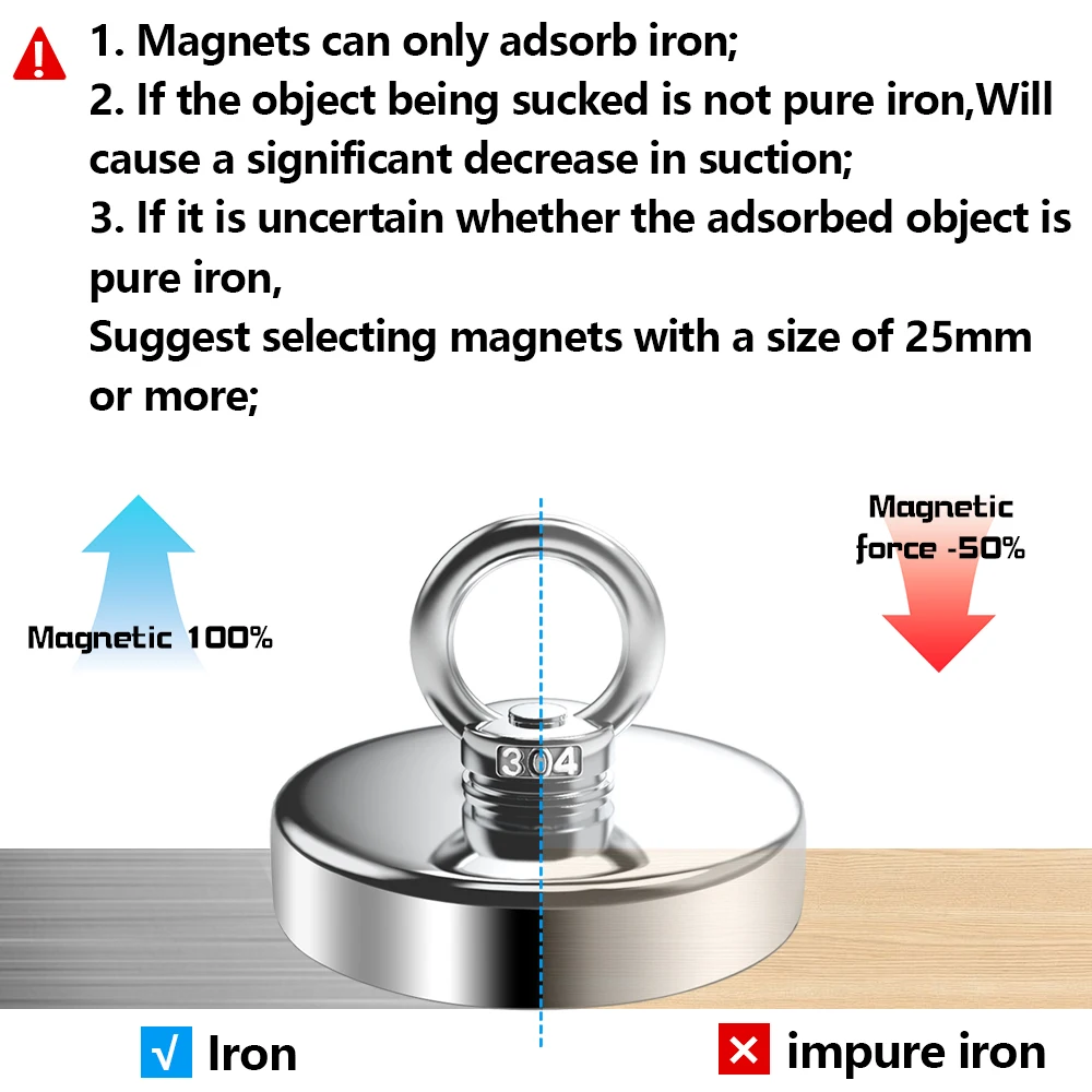 Magnete da pesca al neodimio 16/20/25/36/42/48/60mm Magnete per terre rare per impieghi gravosi con foro svasato Paravento magnetico di salvataggio