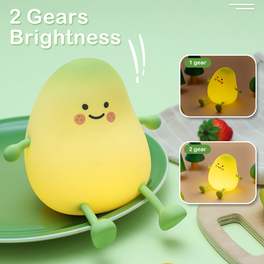 LED Birne Obst Silikon Nachtlicht 7 Farben Dimmen Touch USB Aufladbare Cartoon Nachttischlampe Schlafzimmer Dekor Nettes Kind Geschenk