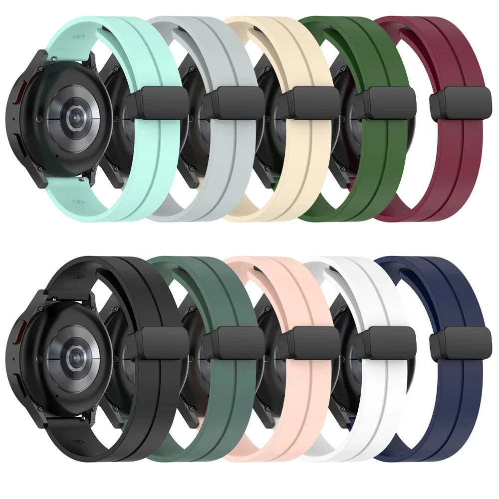 20mm 22mm Strap For Samsung Galaxy Watch 6/4/5 Pro/Classic/Gear S3/Active 2 Sport Silicone Magnetic Buckle Huawei GT 2 2e 3 Band