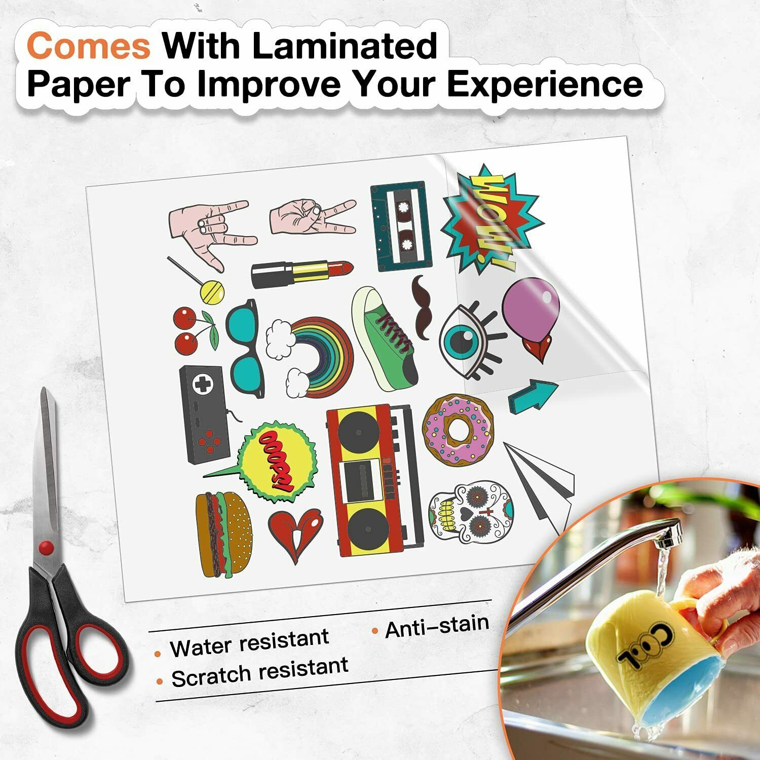 HTVRONT 15 장 11X8.5 인치 인쇄용 비닐 스티커 용지 A4 잉크젯 및 레이저 프린터 용 자체 접착 복사 용지 DIY 8.5x11''