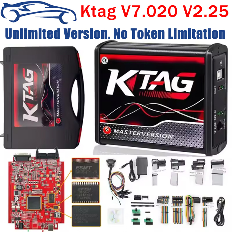 Неограниченное количество онлайн KTAG V7.020 2.25 4LED KESS 2.80 EU Red V5.017 OBD2 OBD2 Автомобильный комплект для настройки чипов ЭБУ 5,017 k-tag Инструменты для программатора