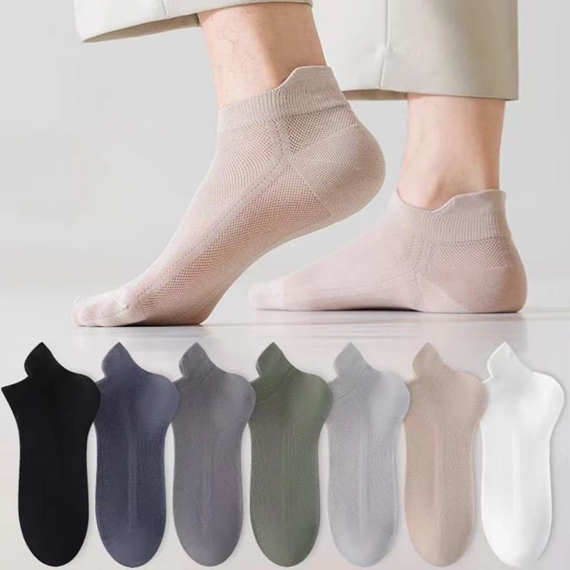 6/12 Pairs Mesh Men Summer Socks Fashionable Breathable With Ear Flaps Anti Foaming Design They Soft Comfortable Casual Socks
