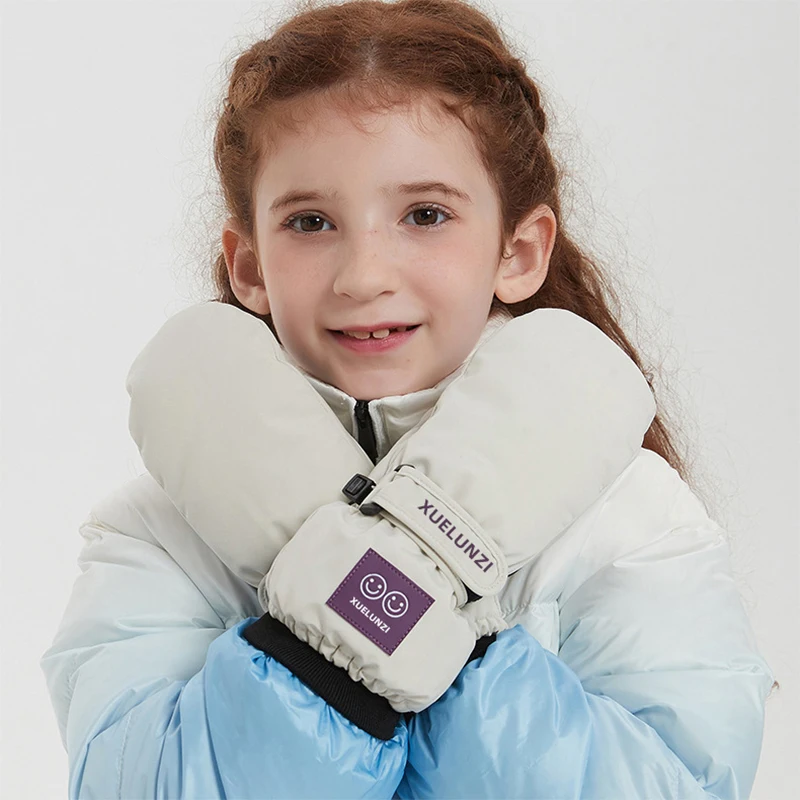 Kinder-Ski-Fäustlinge, wasserdichte Winter-Schnee-Fäustlinge, lange Manschette, für Jungen und Mädchen, warme Snowboard-Handschuhe für Kinder im Alter von 6–12 Jahren