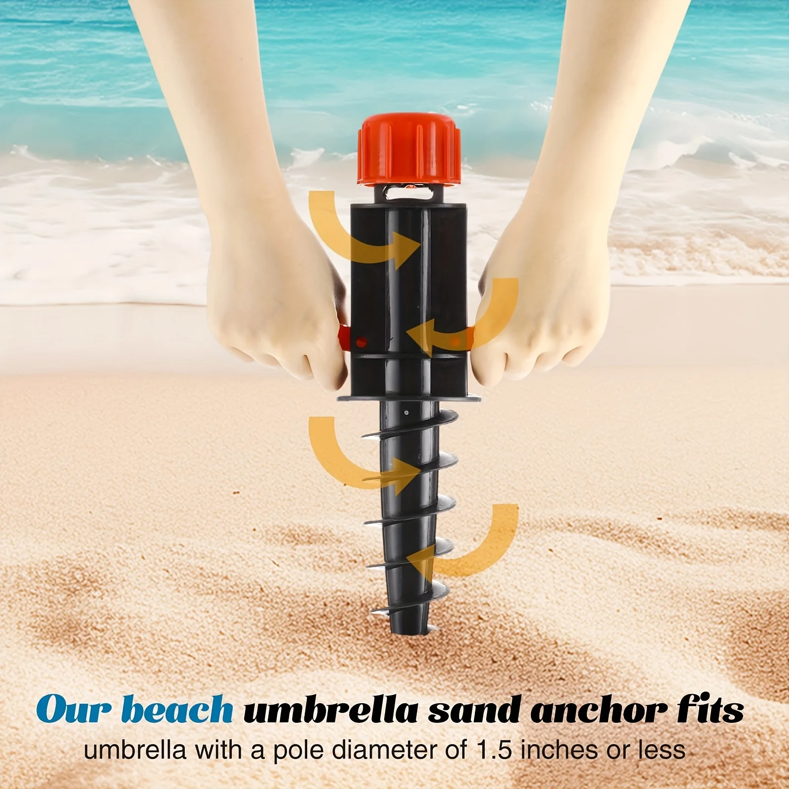Soporte de anclaje de viento para sombrilla de playa, 1 ud. |   360 °   Diseño antirrotación |   Adecuado para 90% de paraguas. |   Universal para acampar en la playa