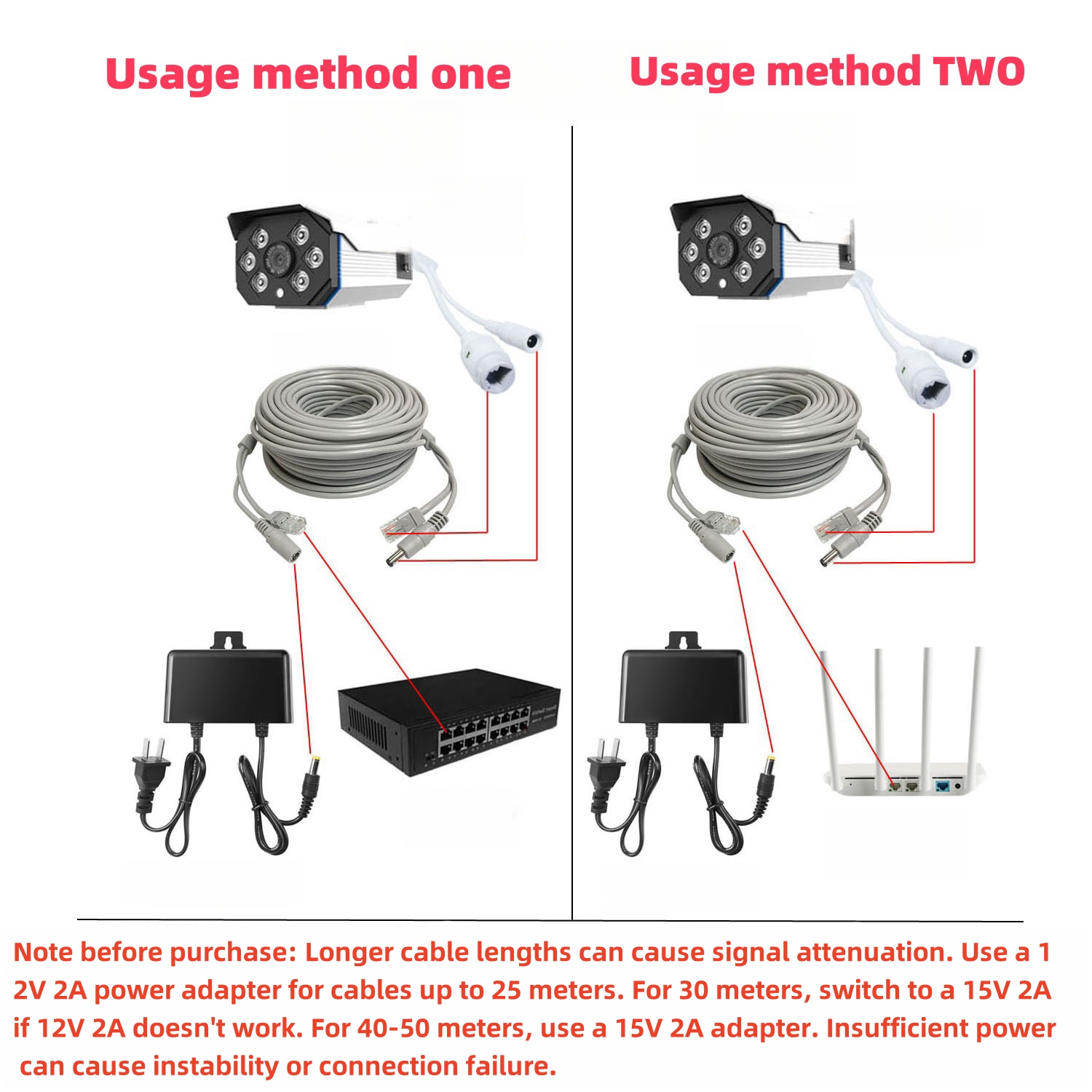 PoE + DC Verlengkabel 5-50M Cat5e CCA voor IP Camera CCTV NVR Systeem Outdoor voeding Snoer Draad Plug