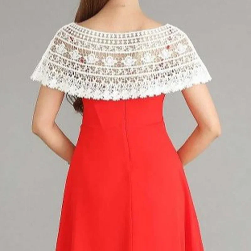 ผ้าคลุมผมฮิญาบแบบสั้น 1 ชิ้น ผ้าคลุมไหล่ผู้หญิงหรูหรา ผ้าพันคอแฟชั่นพู่ลูกไม้ ผ้าคลุมไหล่ผู้หญิงแฟชั่นลายฉลุดอกไม้ ผ้าคลุมเสื้อสั้น