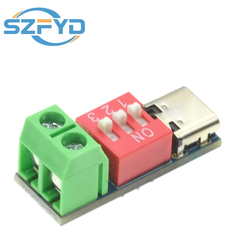1-20 ชิ้น PD ชาร์จเร็วบอร์ดทดสอบ 5-20V ปรับ PD ทริกเกอร์โมดูล USB Type-C 100W เครื่องทดสอบแหล่งจ่ายไฟ