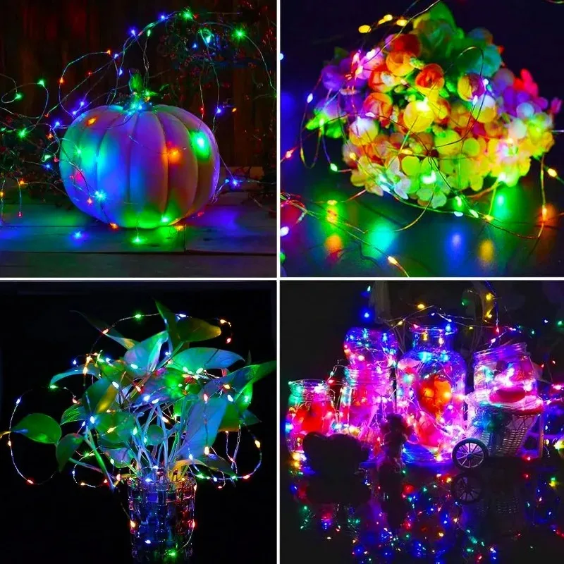 Luci a corda solari per esterni Decorazioni per feste in giardino di Natale con filo di rame impermeabile a LED