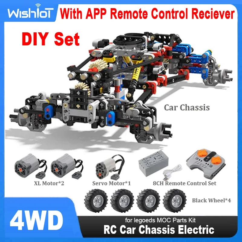 Chasis de coche teledirigido 4WD, coche de escalada con accionamiento eléctrico, técnico todoterreno con amortiguadores de suspensión, aplicación remota de 8 canales, Control MOC PF 8882 8878