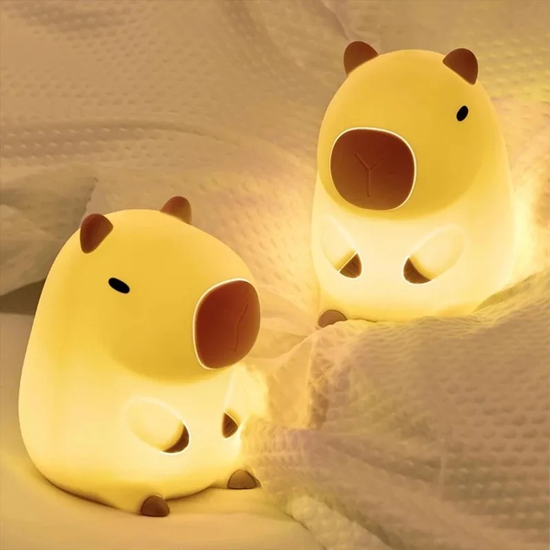 Bonita mascota capibara luz nocturna de dibujos animados de silicona creativa mesita de noche lámpara de noche para dormir para decoración de habitación regalo de cumpleaños venta de liquidación