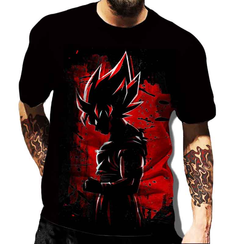 メンズ半袖ドラゴンボールTシャツ,カジュアルTシャツ,男の子と子供のためのゆったりとした服,夏