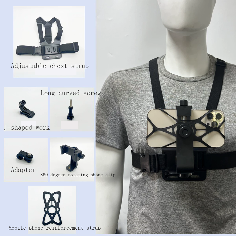 1PC verstelbare telefooncliphouder met borstband bevestigingsbeugel voor sportcamera mobiele telefoon camera zwarte houder accessoire