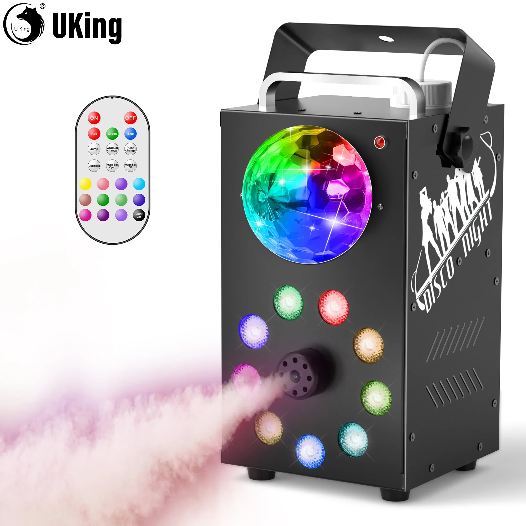 U`King 700W Oświetlenie sceniczne Maszyna do dymu Maszyna do mgły LED Kolorowa maszyna do zamgławiania Zdalnie sterowana maszyna do zamgławiania na wesele Dj Disco