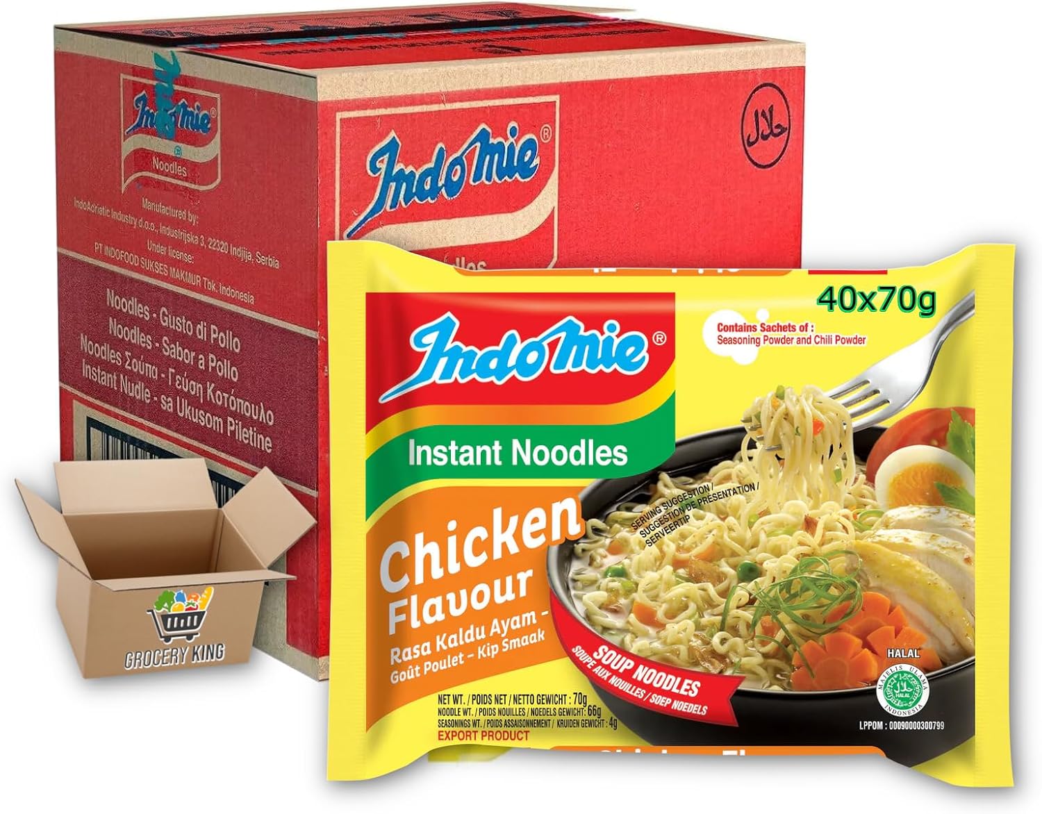 Indomie, Chicken - flavored Instant Noodles, Pack of 40, 70g per pack