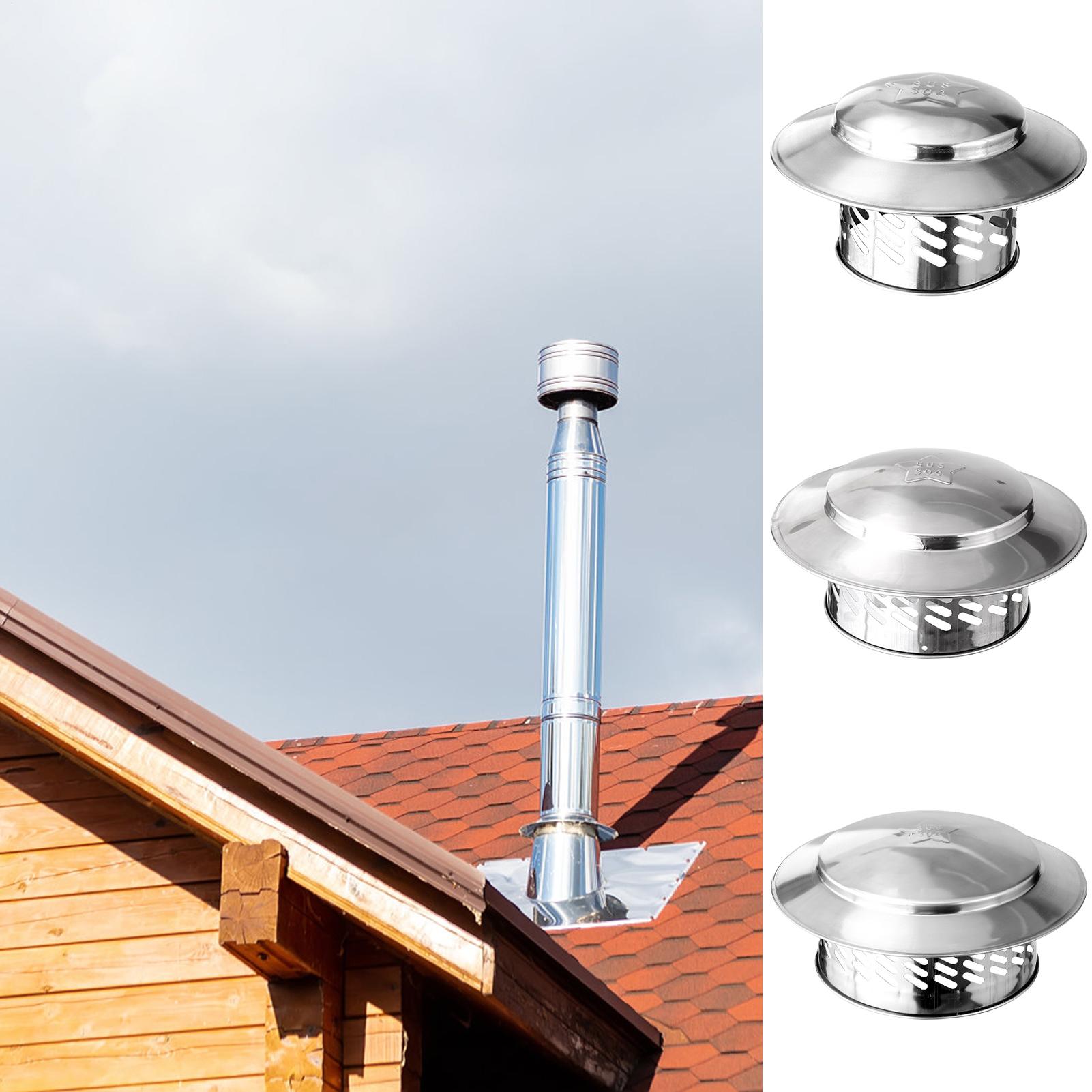 80–220 mm Regenschutzkappe aus Edelstahl 304, Schornstein, winddicht, Regenschutz, Entlüftungsschlitze, Edelstahl, Dachrohr, Ablufthaube