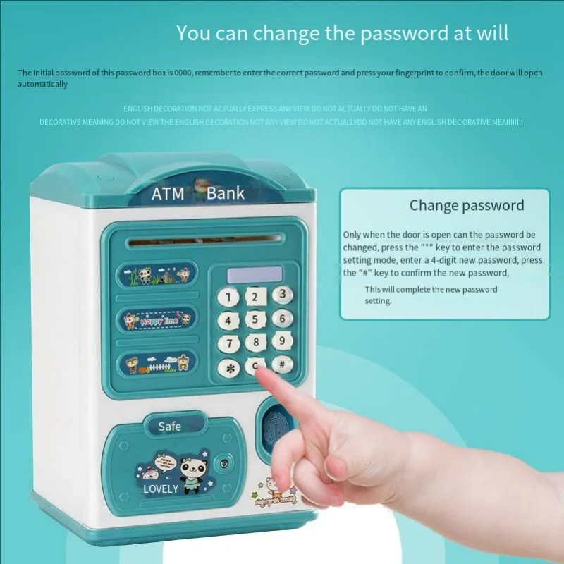กล่องเก็บเงินลายนิ้วมือ ธนบัตร กล่องเก็บเหรียญ ATM อิเล็กทรอนิกส์ ตู้เซฟเงินสด ธนาคารพื้นที่ขนาดใหญ่ ล็อครหัสผ่านเด็ก วันเกิด gi