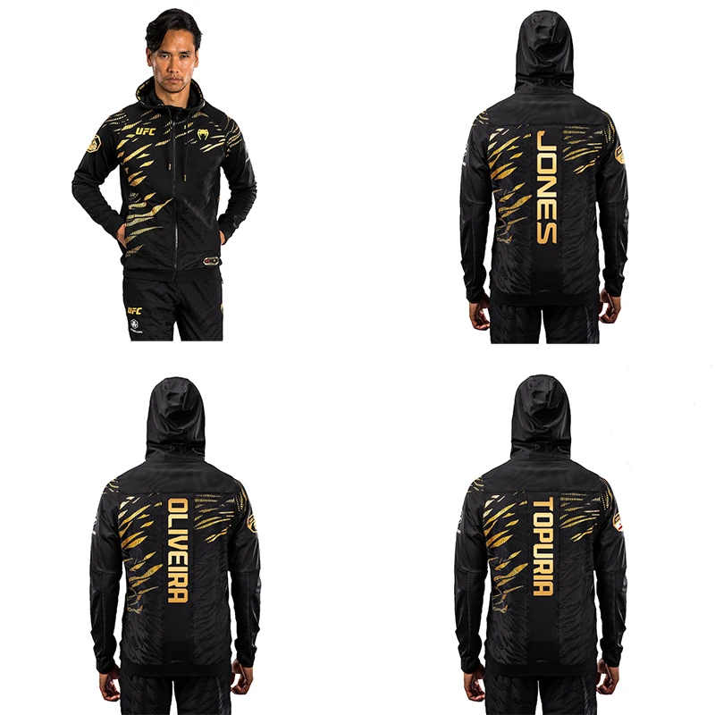 2025 Nuevas entusiastas del boxeo UFC sudaderas con capucha doradas para otoño e invierno suéteres casuales de moda para hombres y mujeres de gran tamaño Top