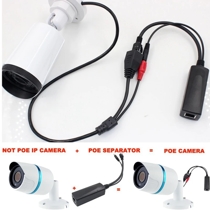 ESCAM 48V a 12V PoE divisor antiinterferencias 15W cable adaptador POE módulo de fuente de alimentación DC5.5 * 2,1mm conector para cámara IP