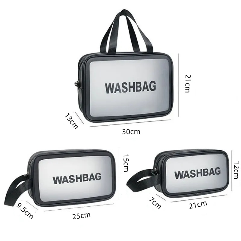Bolsa impermeable portátil para cosméticos, bolsos de almacenamiento de maquillaje a prueba de polvo de gran capacidad, bolsas de viaje transparentes de moda de PVC