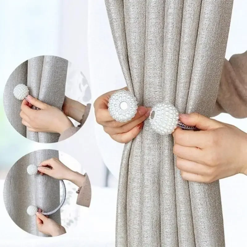 1/2PCS Pearlแม่เหล็กผ้าม่านคลิปผ้าม่านผู้ถือTieกลับหัวเข็มขัดคลิปแขวนหัวเข็มขัดTieกลับผ้าม่านอุปกรณ์ตกแต่ง