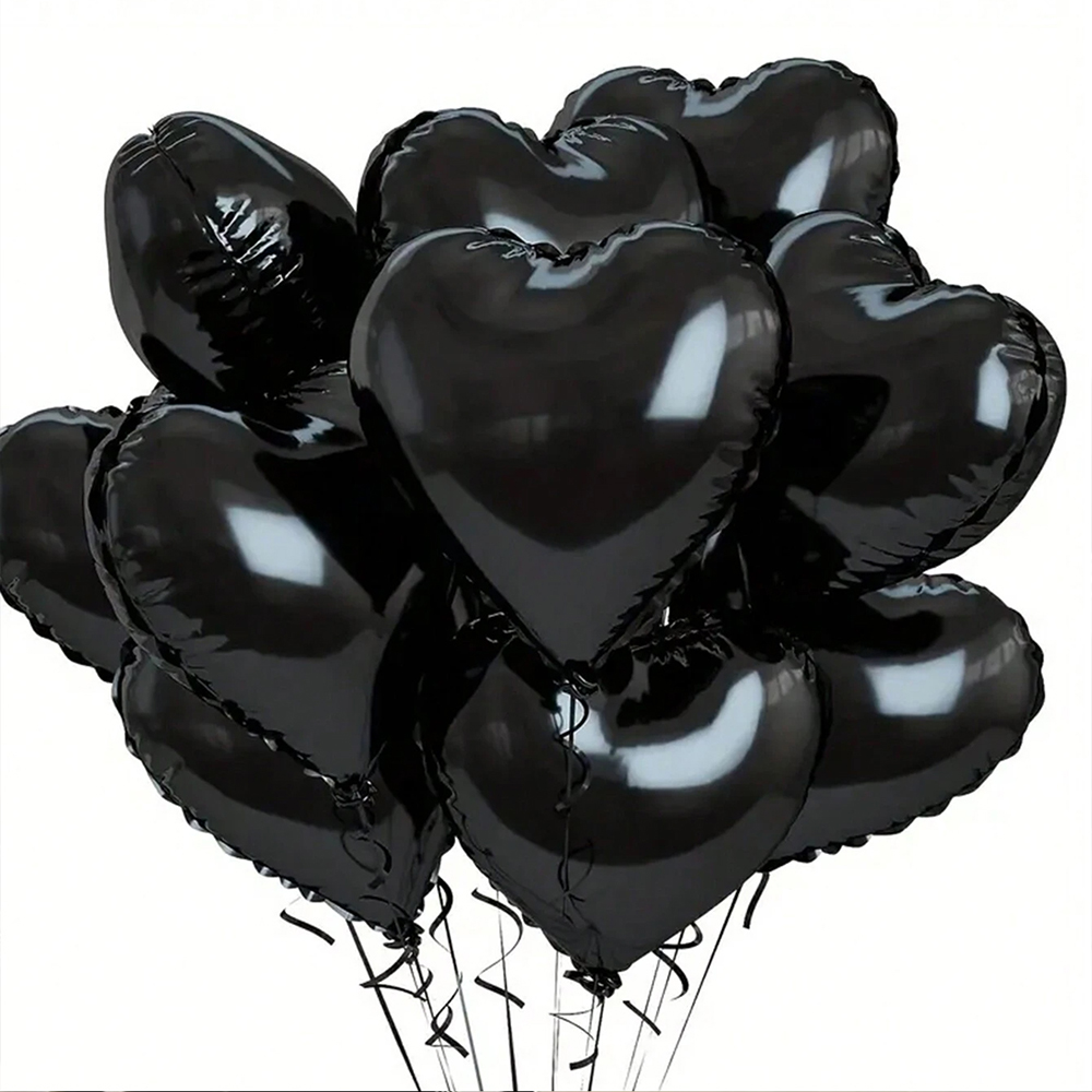 10pcs 18 Inch Black Love Aluminum Film Balloon Decoration Balloons Set For Birthday Valentine's Day Wedding Party Balloons Decor