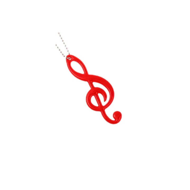 2Pcs Color Music Note PVC Reflective Pendant Kids Schoolbag Keychain Charm Night Running Cycling Luminous Warning Tag in Dark
