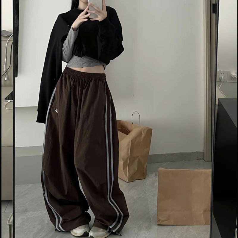 ขนาดใหญ่Hip Hop Baggyกางเกงแฟชั่นผู้หญิงลายElastic HighเอวกางเกงStreetwear Sweatpantหลวมกางเกงใหม่