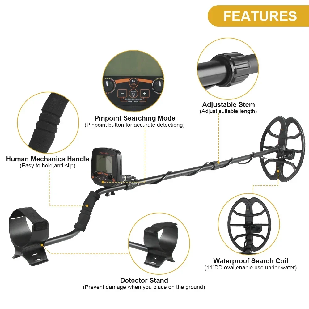 Tanxunzhe TC-600 Metaaldetector Professionele Ondergrondse Diepte Goud Detector Schat 19.2Khz Hoge Frequentie Lokaliseren Detecteren