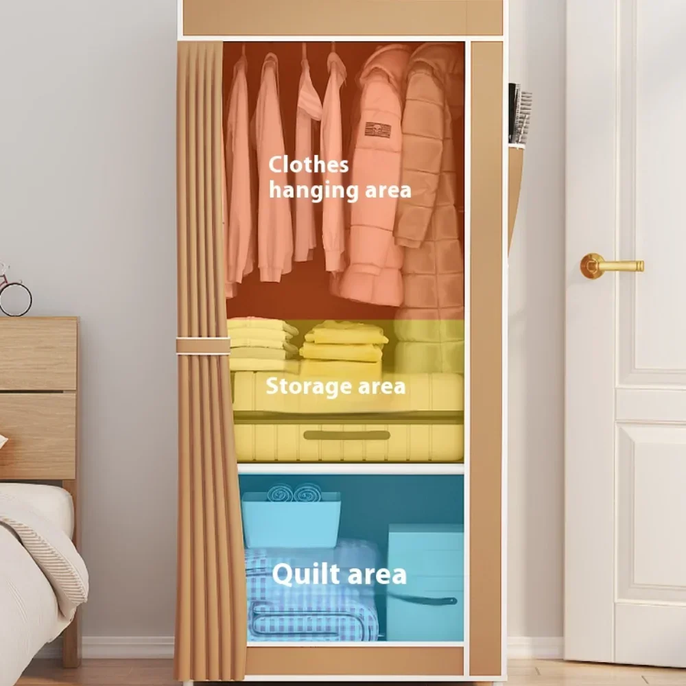Fabric Wardrobes Easy To Assemble Simple Storage Cabinet Bedroom Dustproof Storage Wardrobe Multi-Layer Foldable Clothing Hanger