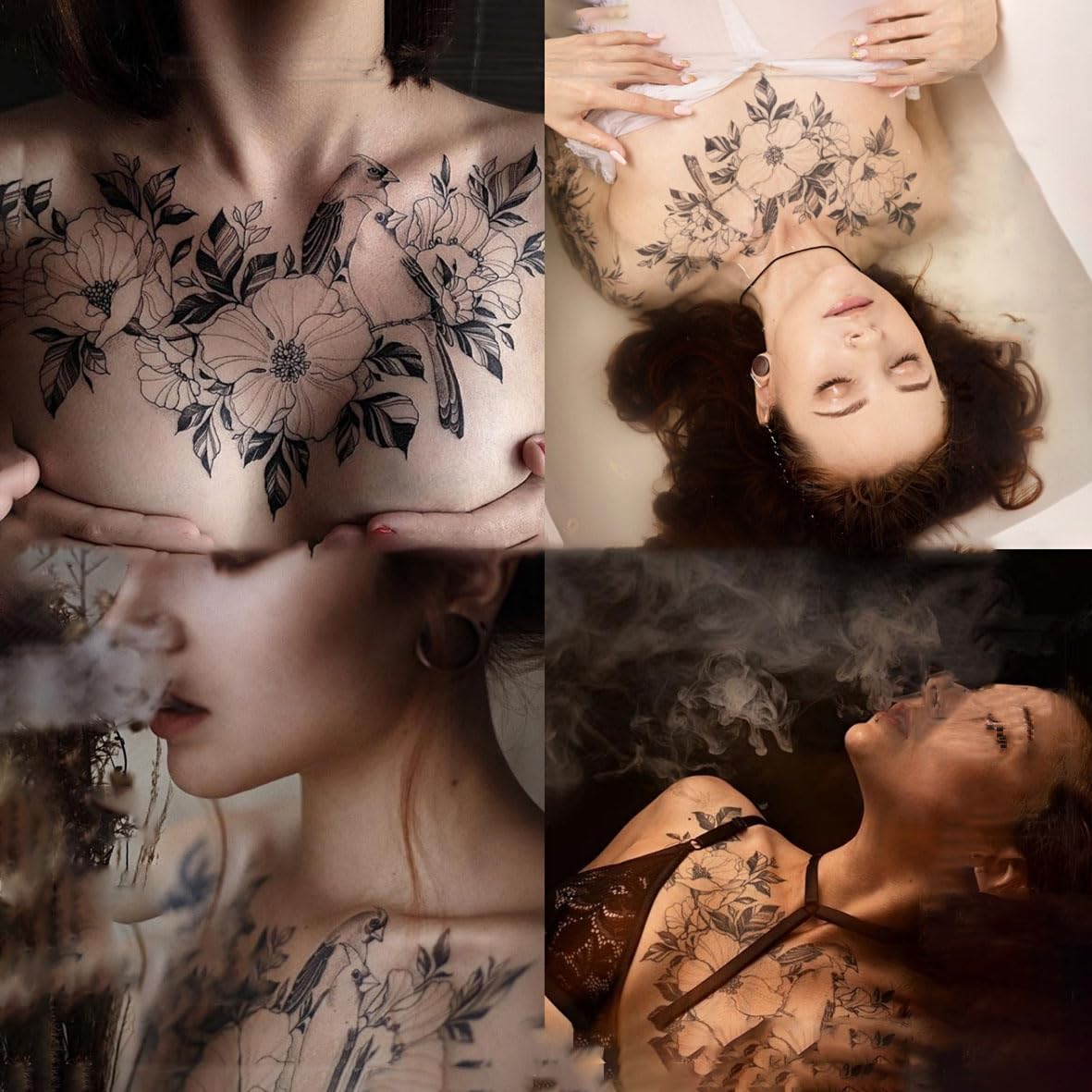 Tatuagens temporárias góticas para homens e mulheres, corpo, braço, peito, ombro