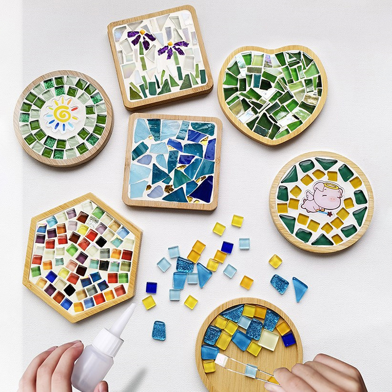 Handmade Mosaic Bamboo Bottom Pad, DIY Cup Mat, Educação Infantil, Free Creation Artesanato Brinquedos