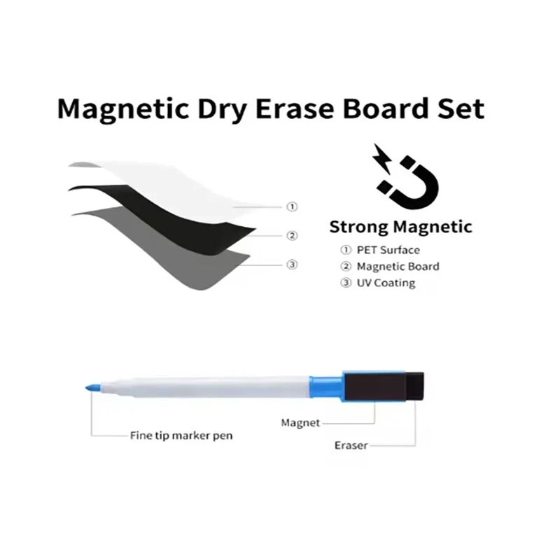 Fridge Magnet Magnetic WhiteBoard A3 A4 A5 Dry Erase Board Refrigerator Erasable Flexible Marker Sheet Kitchen Memo Grocery List