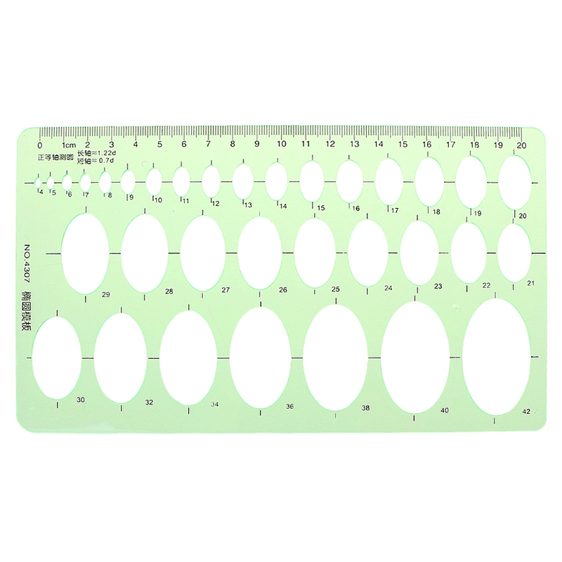 Green Plastic Oval Geometric Template Ruler Stencil Measuring Tools Students Hot