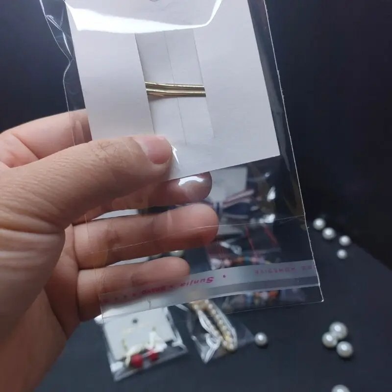 Saco plástico transparente com vedação autoadesiva, 50/100 peças, com buraco para pendurar, saco opp resselável para embalagem de presente, joias, pacote de exibição de varejo