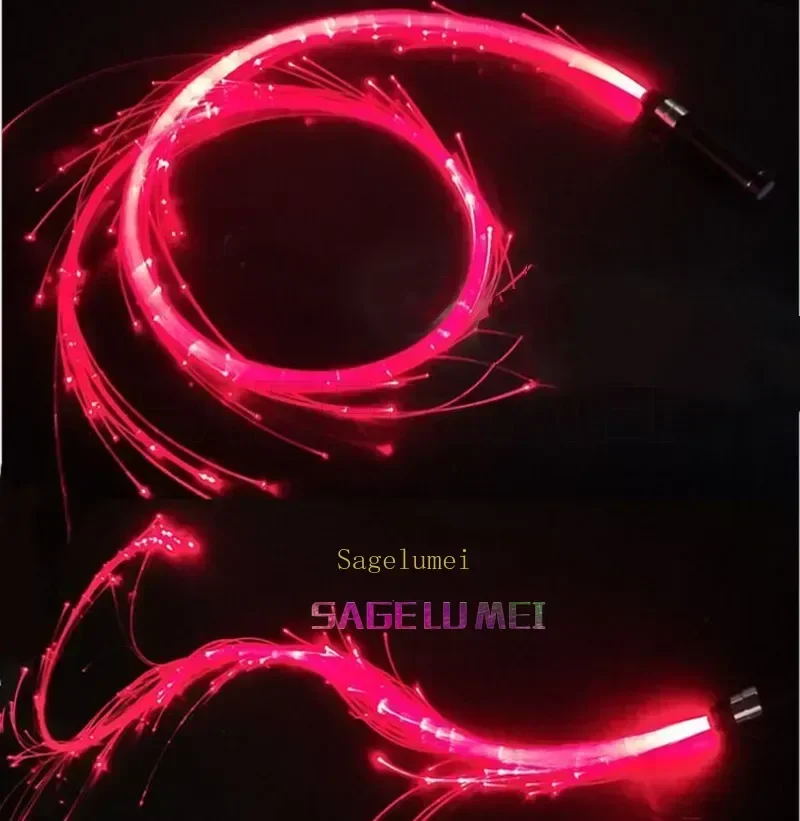 USB wiederaufladbares LED-Glasfaser-Peitschenlicht 360° °   Drehbare optische Peitsche, mehrfarbig, Disco-Tanz-Glühpeitsche, Sparkle Flow Party-Schnur